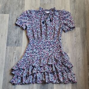 Dear John Floral Mini Dress - Pink and Blue